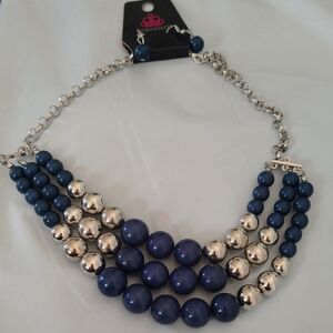 Paparazzi Navy and Silver Statement Necklace